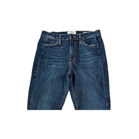 FRAME Jeans Le High Skinny Side Step Distressed Harway Dark Blue Women’s Size 28 - Picture 2 of 9